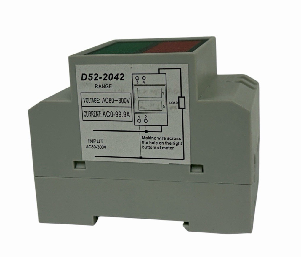 NIB D52-2042 DIN-RAIL AC VOLTAGE AND CURRENT DUAL DISPLAY AC80-300V AC0-100.0A