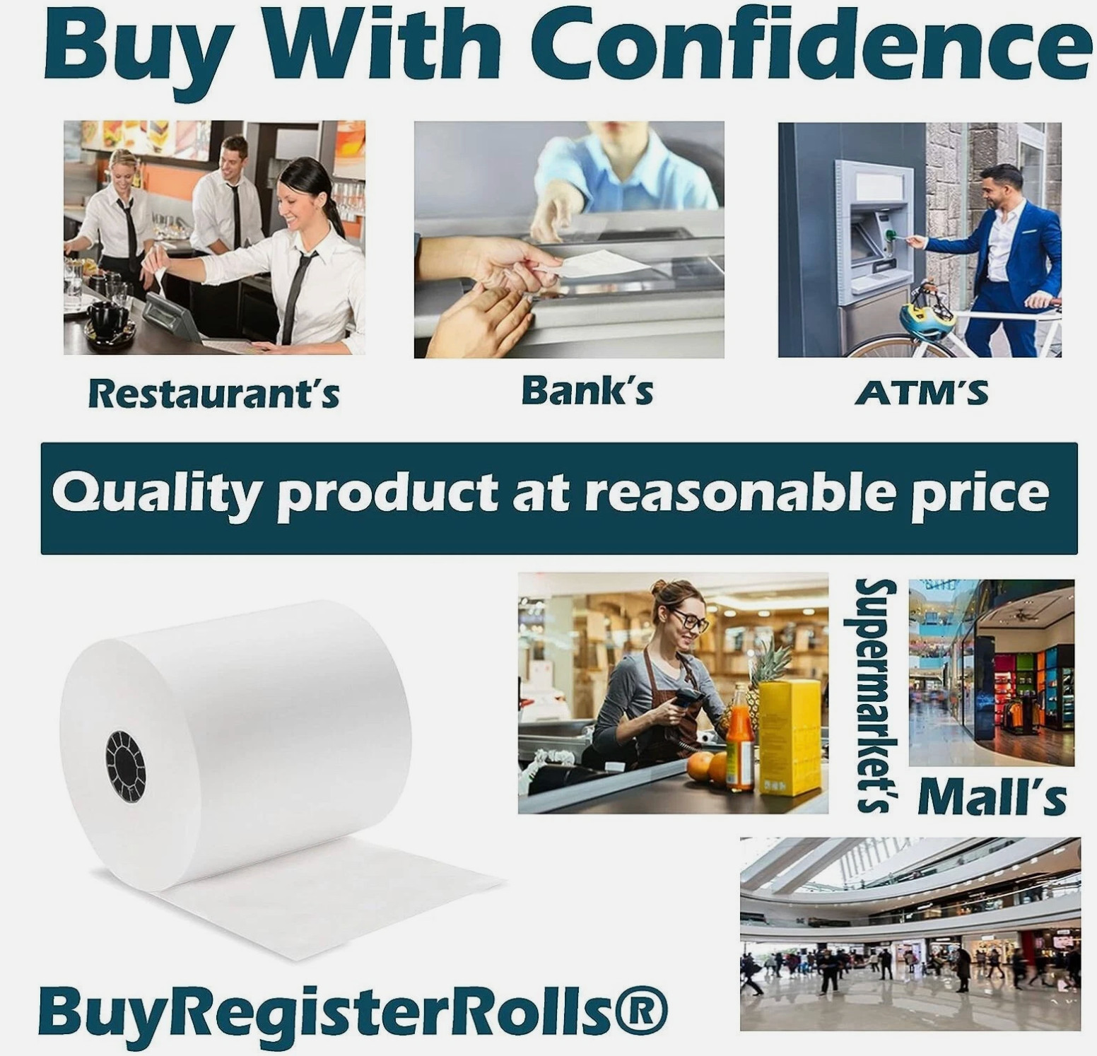 3 1/8″ x 230′ THERMAL POS RECEIPT PRINTER ROLL PAPER BPA FREE USA 50 ROLLS.