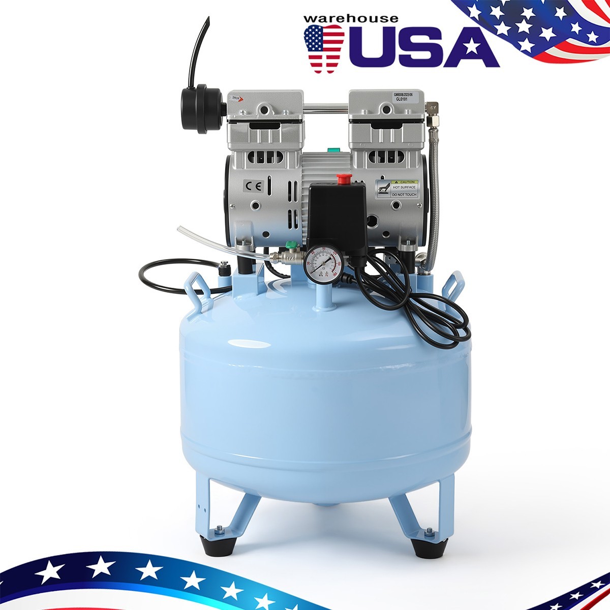 Dental Oil-Free Air Compressor 800W 40L Tank 58dB Ultra-Quiet Operation