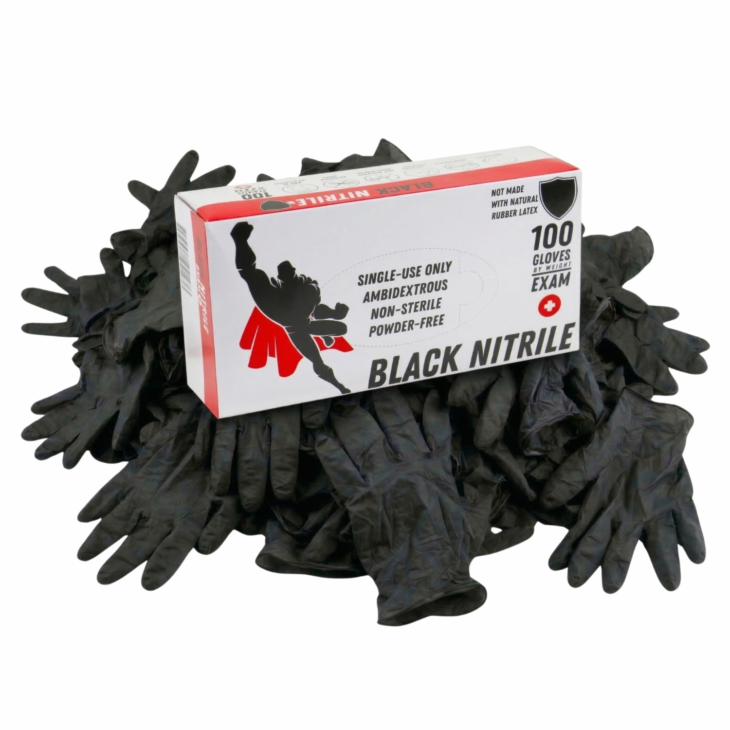 [1000 Pieces] Black Nitrile Powder Free 6 Mil Gloves (Latex Vinyl Free) Size: M