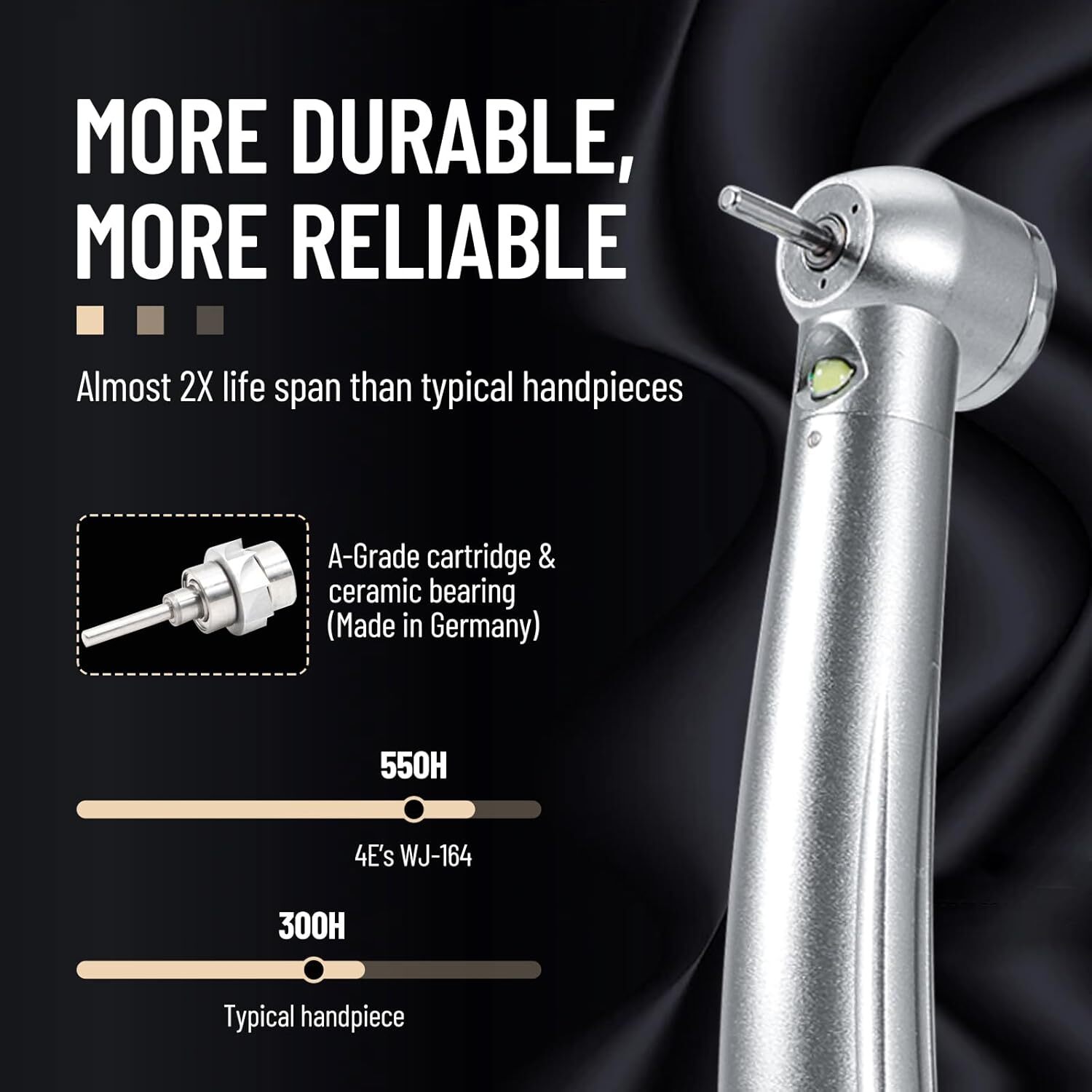 Dental LED Fiber Optic E-Generator High Speed Handpiece 3 Way Spray Push 4 Holes
