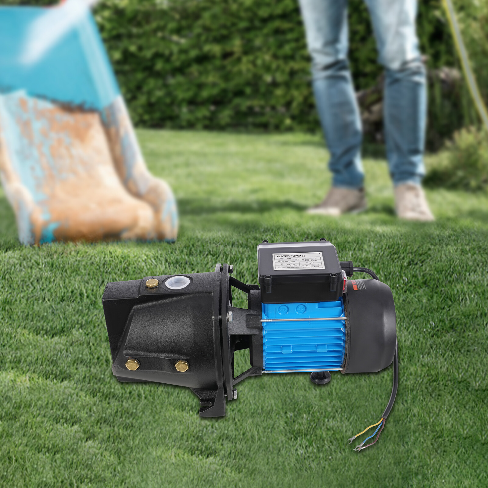 1.6HP Shallow Well Jet Pump, Cast Iron Irrigation Pump for Home Farm Garden Lawn