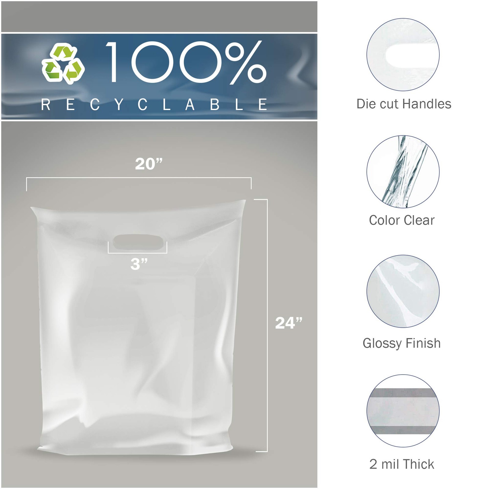 20×24 Clear Plastic Merchandise Bags, Glossy Finish, Extra Large Retail Size,…