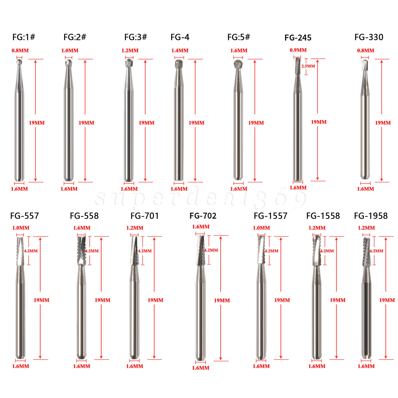 10-100 Pcs Dental FG Tungsten Steel Carbide Burs Drill High-Speed Handpiece st