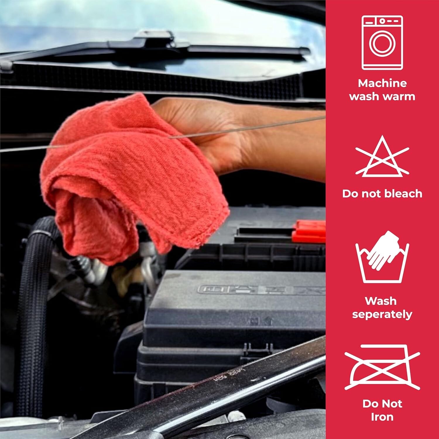 2500 Pieces Red Shop Towels Large 15×14 Cleaning Rags, Fast Free Shipping