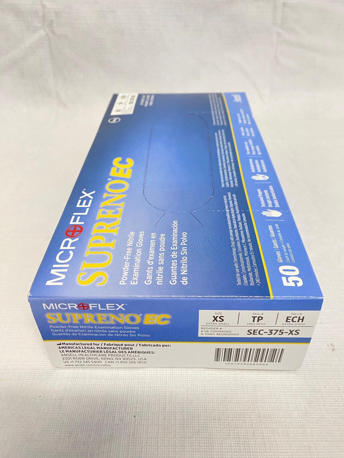 (50/Pk) ANSELL Microflex Supreno EC Nitrile Exam Gloves – XSmall – Violet Blue