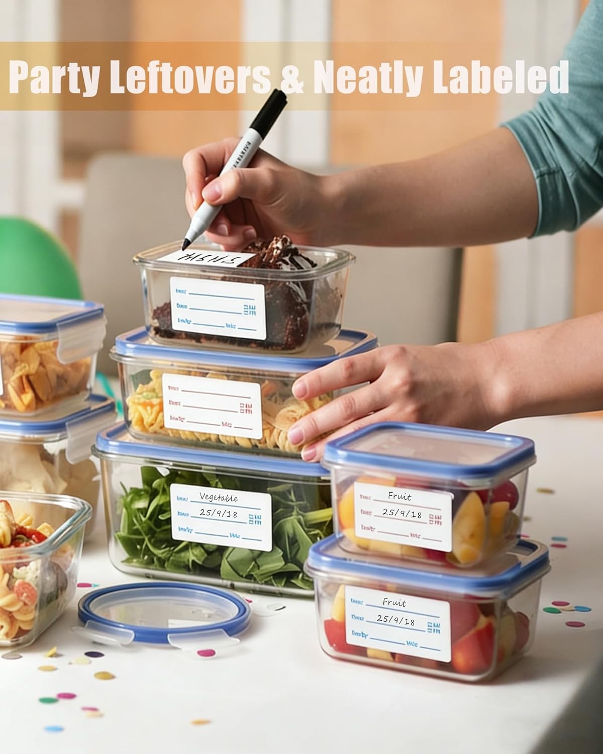 2 Rolls 1000 Pieces Removable Food Labels, 1 X 2 Inch Date Stickers for Freezer,
