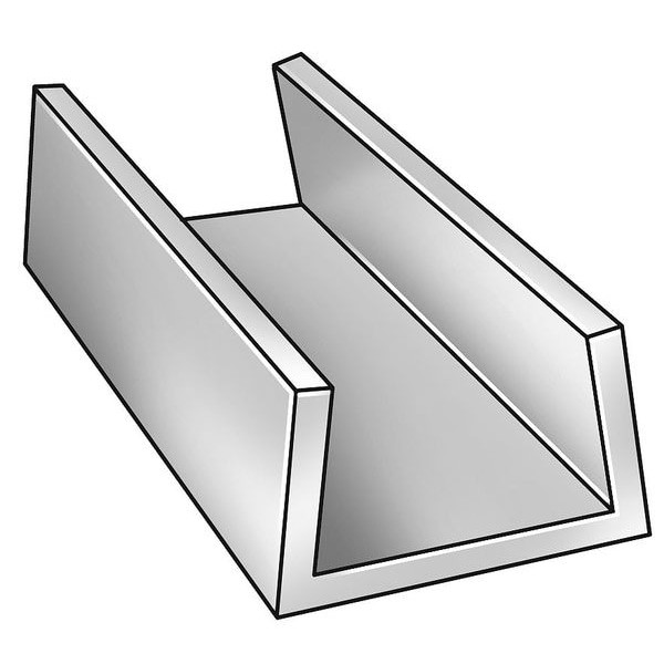 U-Channel, Al 6063, 3/4 In Leg, 1/2 Inx8 Ft, 63Ch.125X.75X.5-96