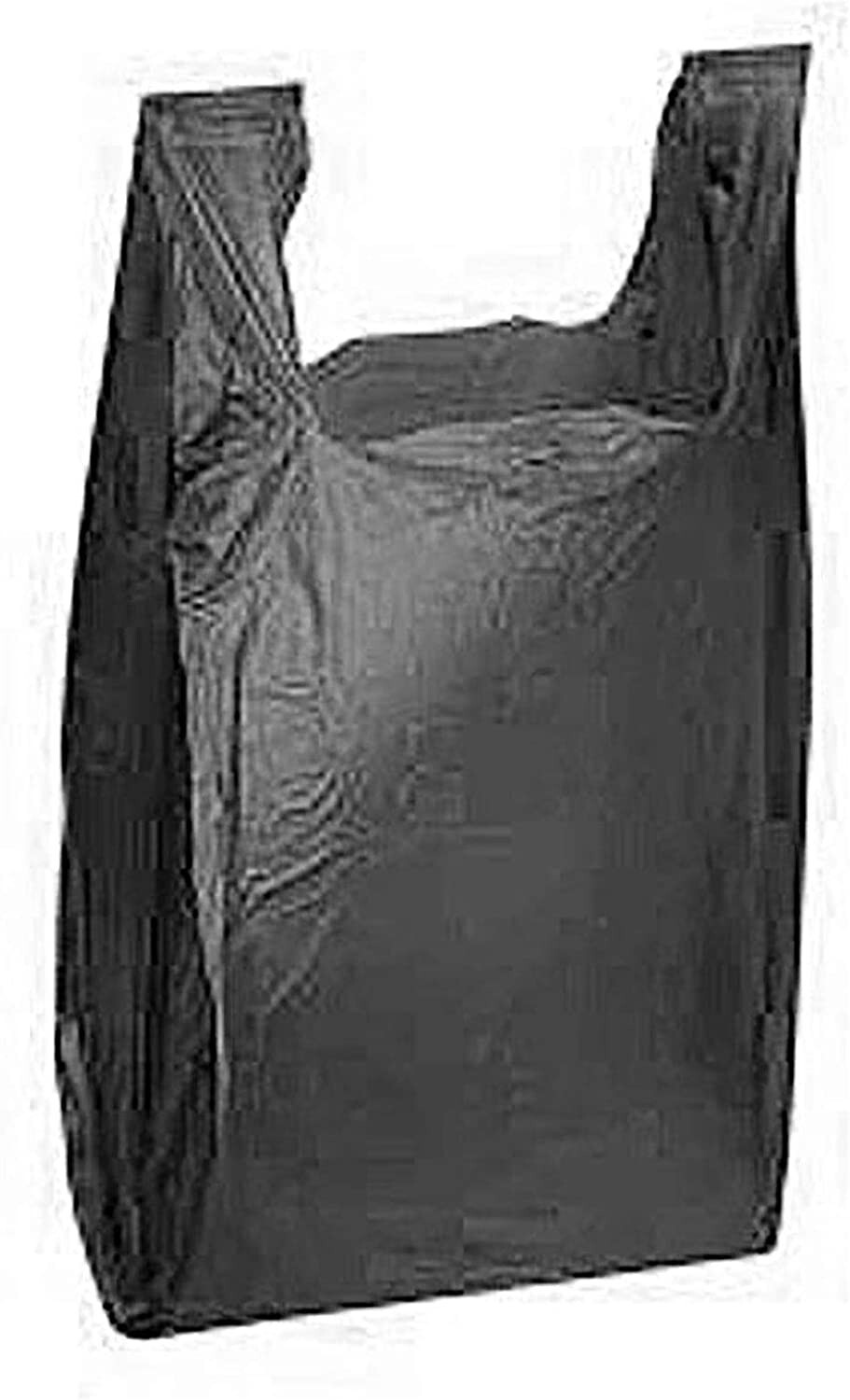 1000 Black Plastic Shopping Grocery Bags Retail Grocery T-Shirt 11″ x 6″ x 21″