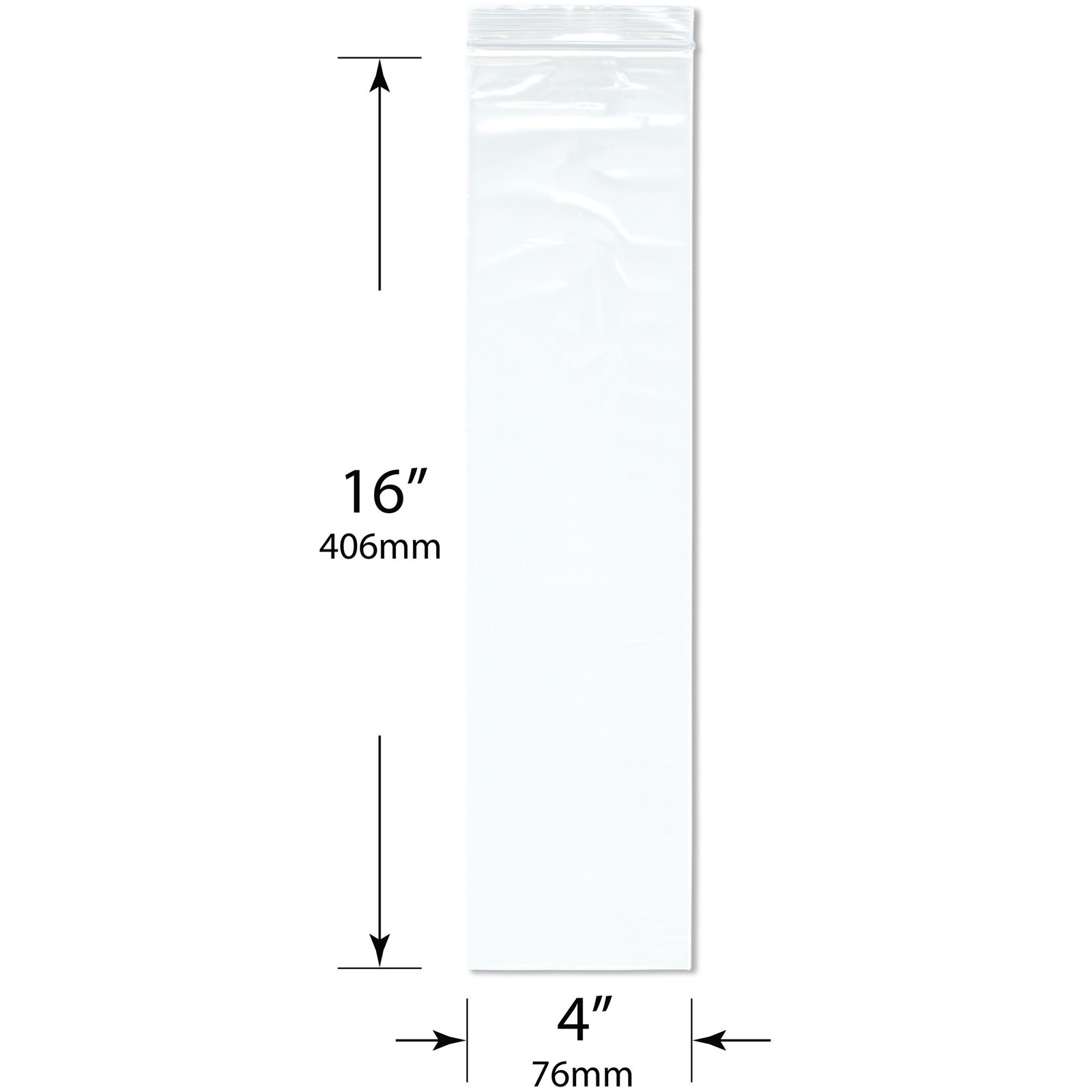 Plymor 4″ x 16″, 2 Mil Zipper Reclosable Plastic Bags