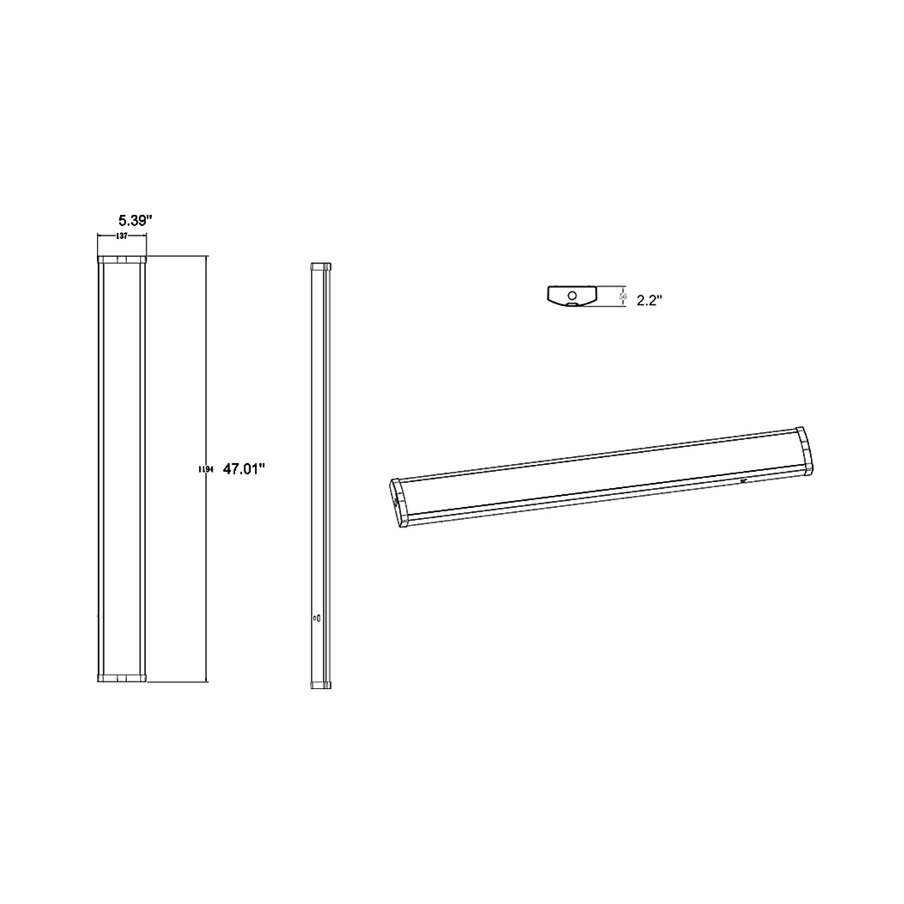 RAB GUS17-4 4 ft. LED Strip Fixture 5873LM Field Adjust 120-277V Surface Mount