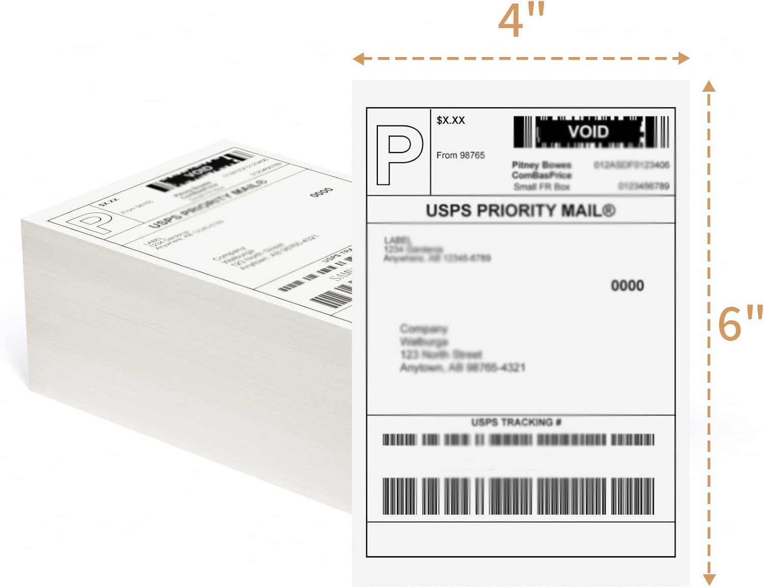 500/Stack 4×6 Fanfold Direct Thermal Shipping Labels Perforated Mailing Labels