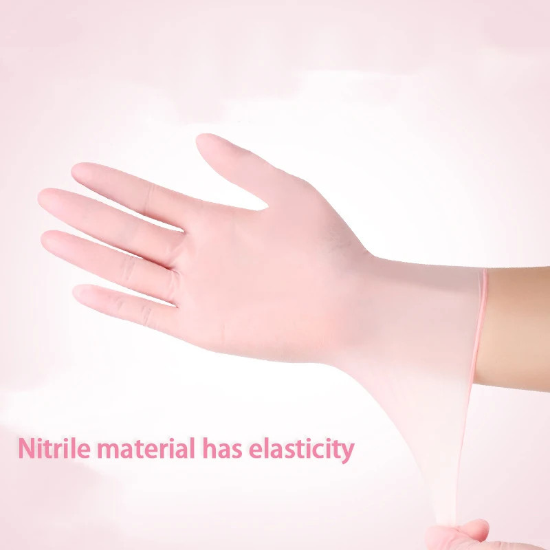20/50/100/200/400/1000Pcs Pink Disposable Nitrile Cleaning Gloves, Suitable for