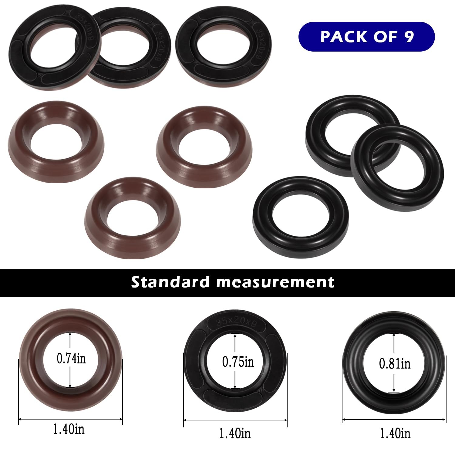 9Pcs General Pump K69 Packing Kit 20mm, Repair Kit fits GP K69 Interpump TS2021