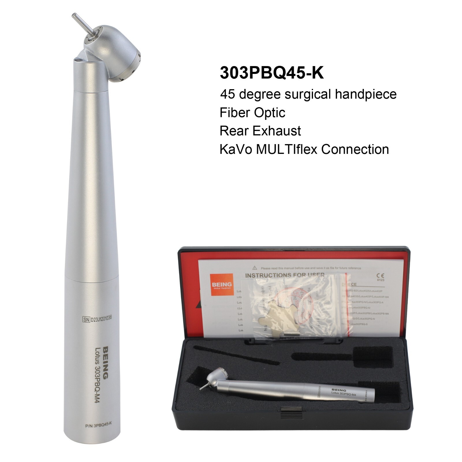 BEING Dental Surgical Handpiece 45 Angle Rear Exhaust Fiber Optic Kavo NSK Fit