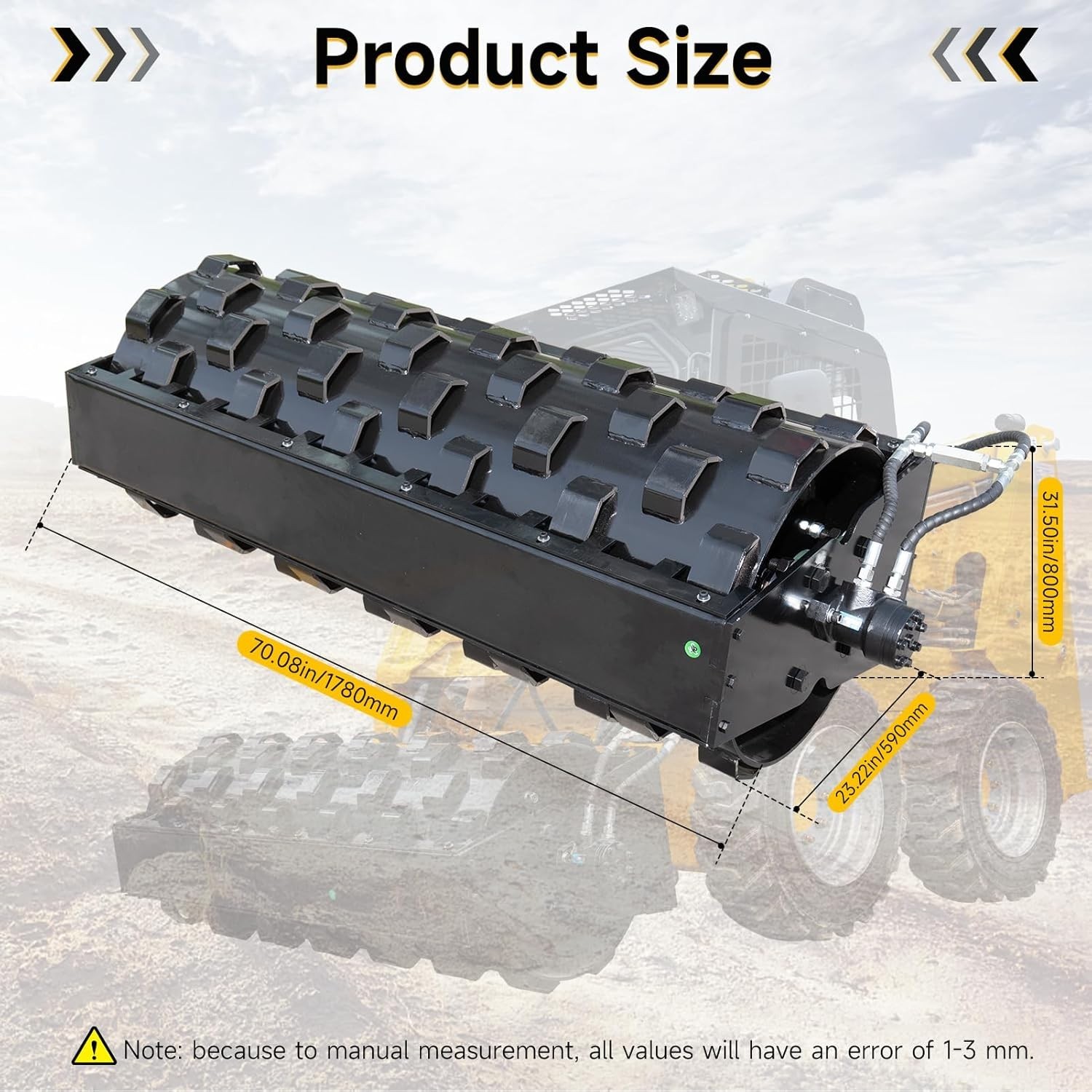60″ Vibratory Sheepsfoot Roller Compactor for Bobcat Skid Steer | Soil Roller