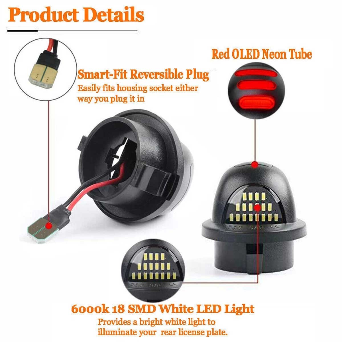 2 pcs License Plate Light Led Lamp Assembly Suitable for Ford F150 F250 F350