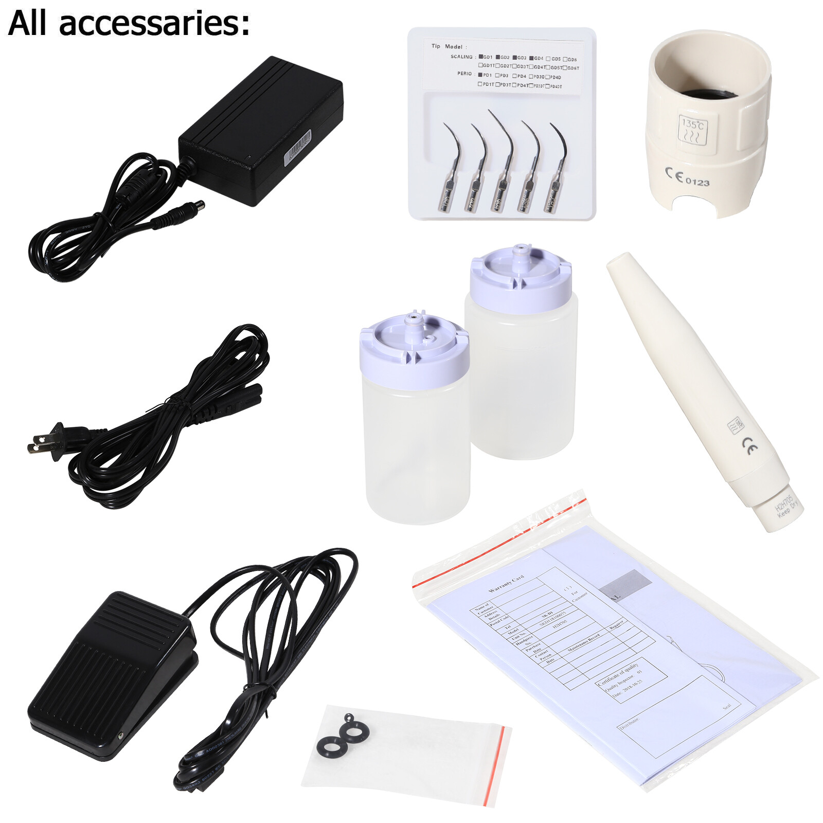 SK-D1 Dental Ultrasonic Piezo Scaler Unit w/2*Bottles 5*Tips For DTE SATELEC UPS