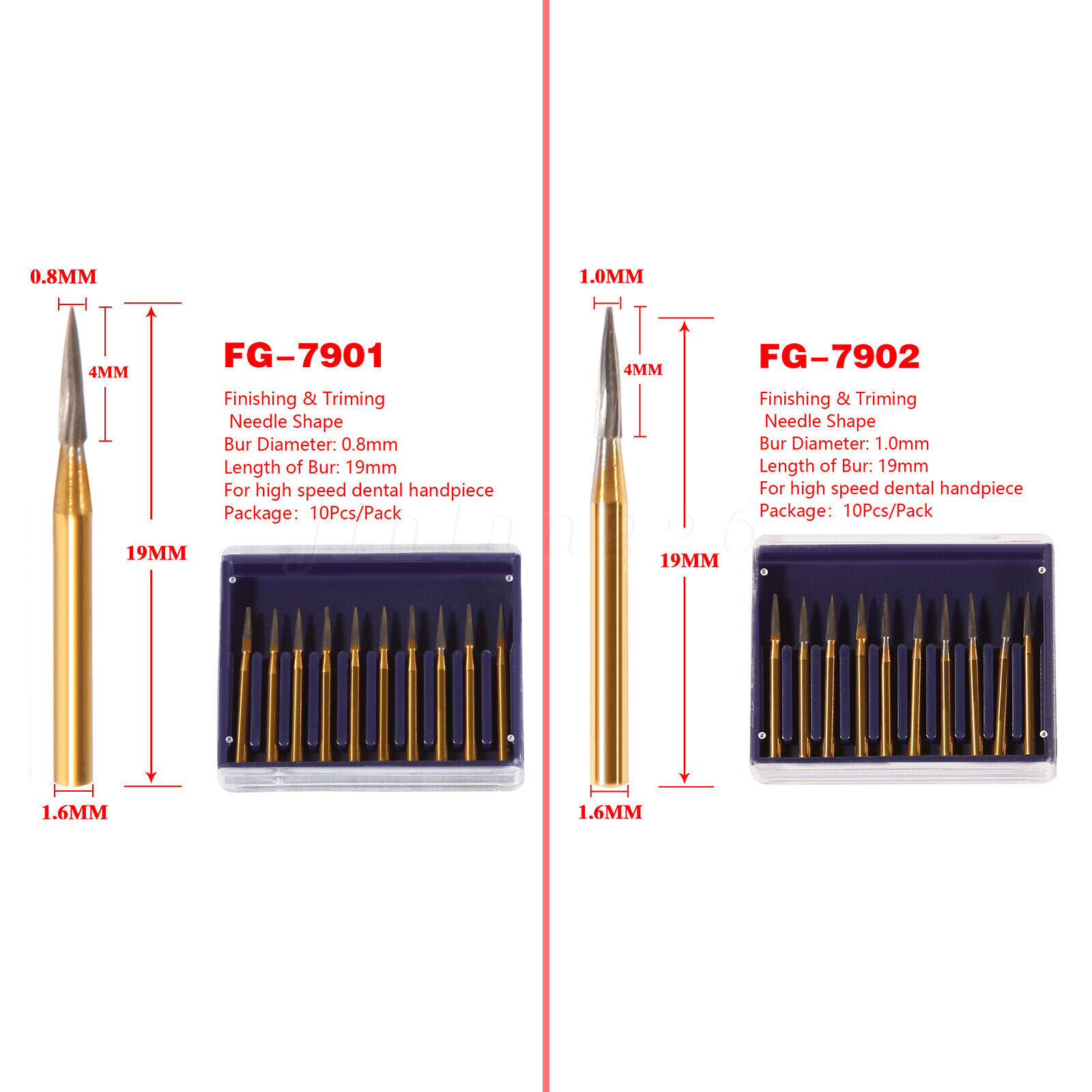 Dental Trimming & Finishing Gold Burs Carbide Bur FG 7901/7902 for High Speed