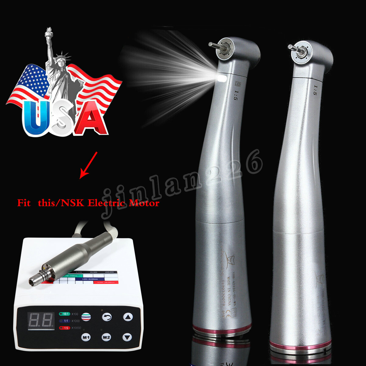 NSK Style Dental LED Brushless Electric Micro Motor/1:5 1:1 Increasing Handpiece