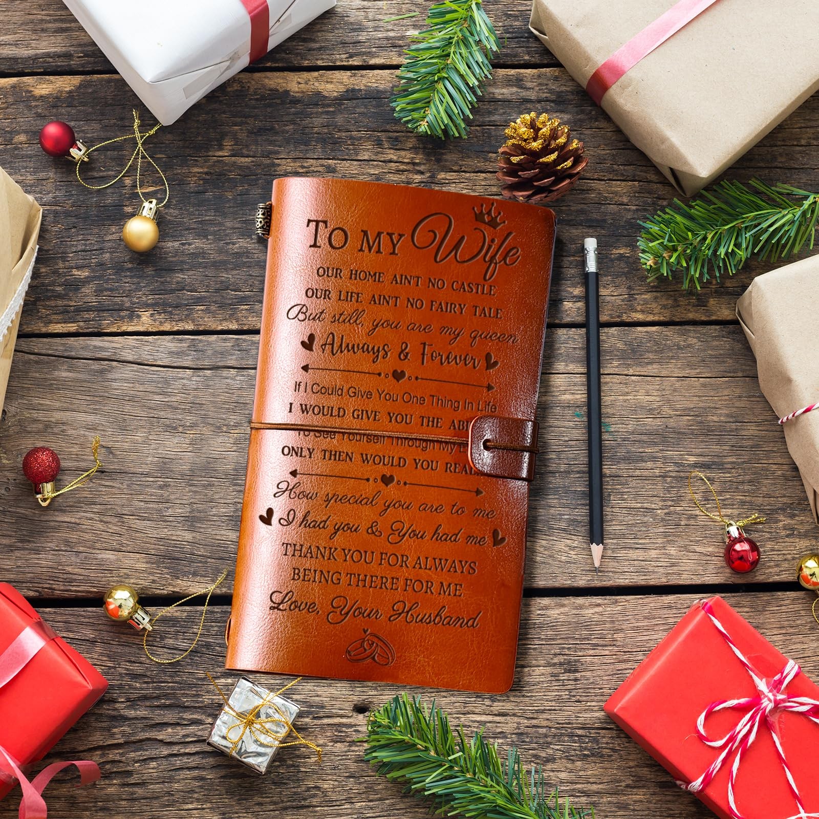 Gifts for Wife, Wife Gifts Leather Journal, Anniversary Birthday Mothers Day …