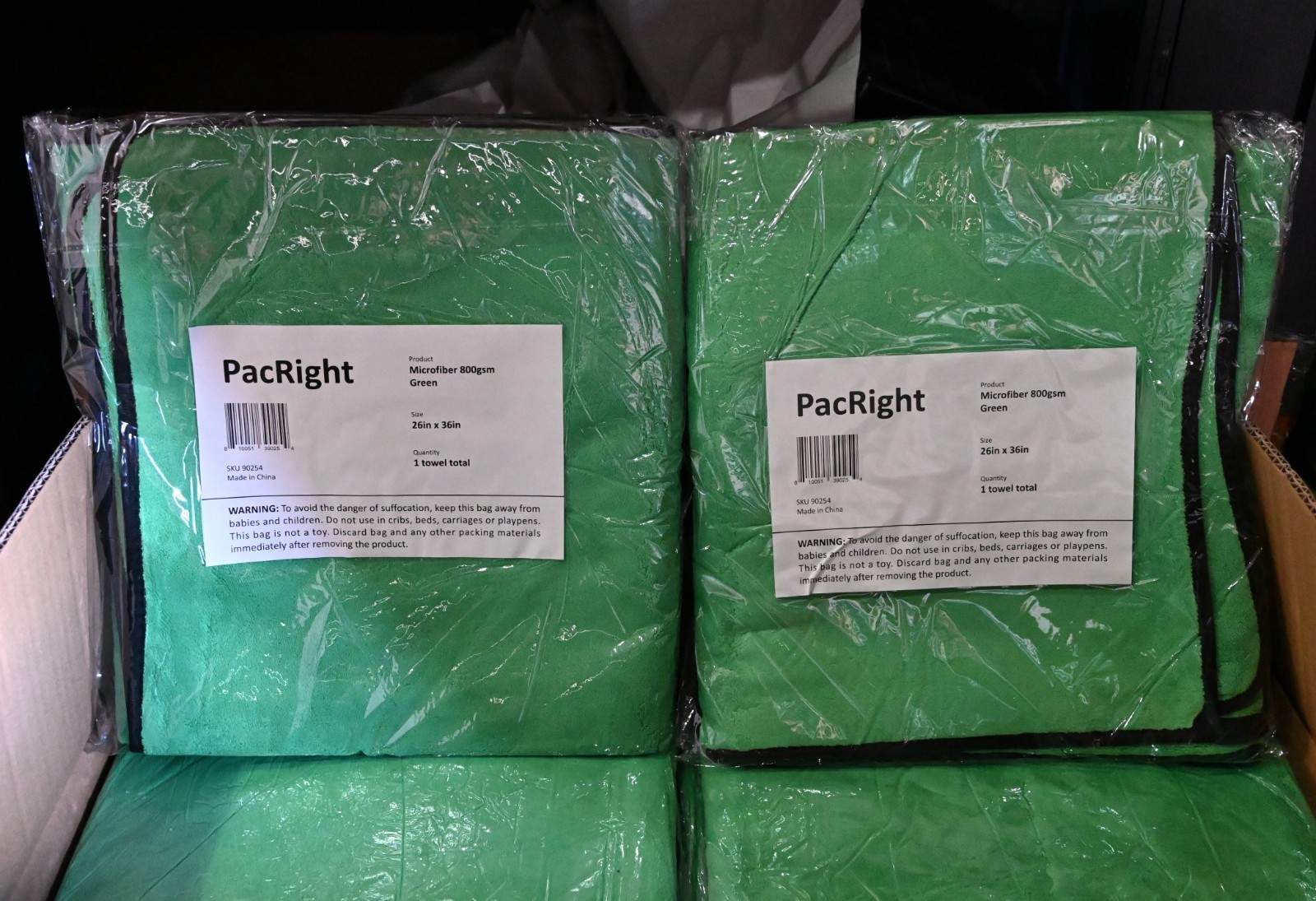 Case of 20 PacRight GREEN 26×36 Microfiber Towels XL 90254