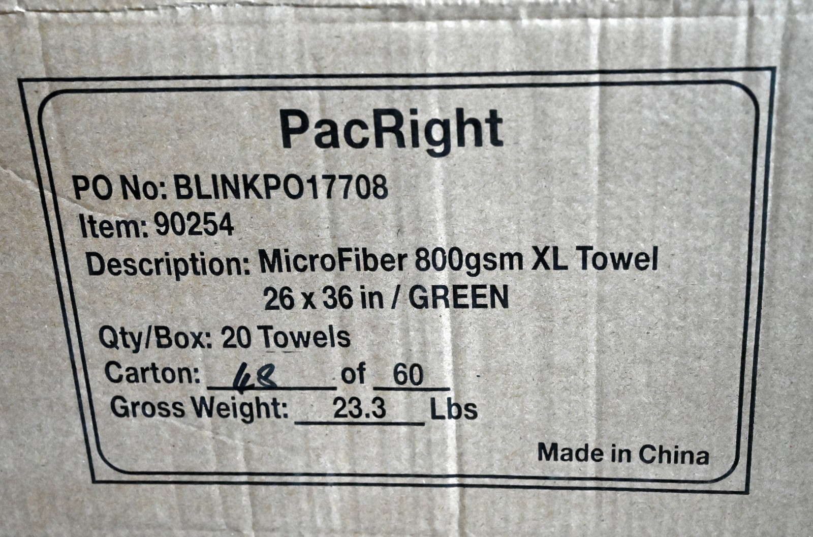 Case of 20 PacRight GREEN 26×36 Microfiber Towels XL 90254