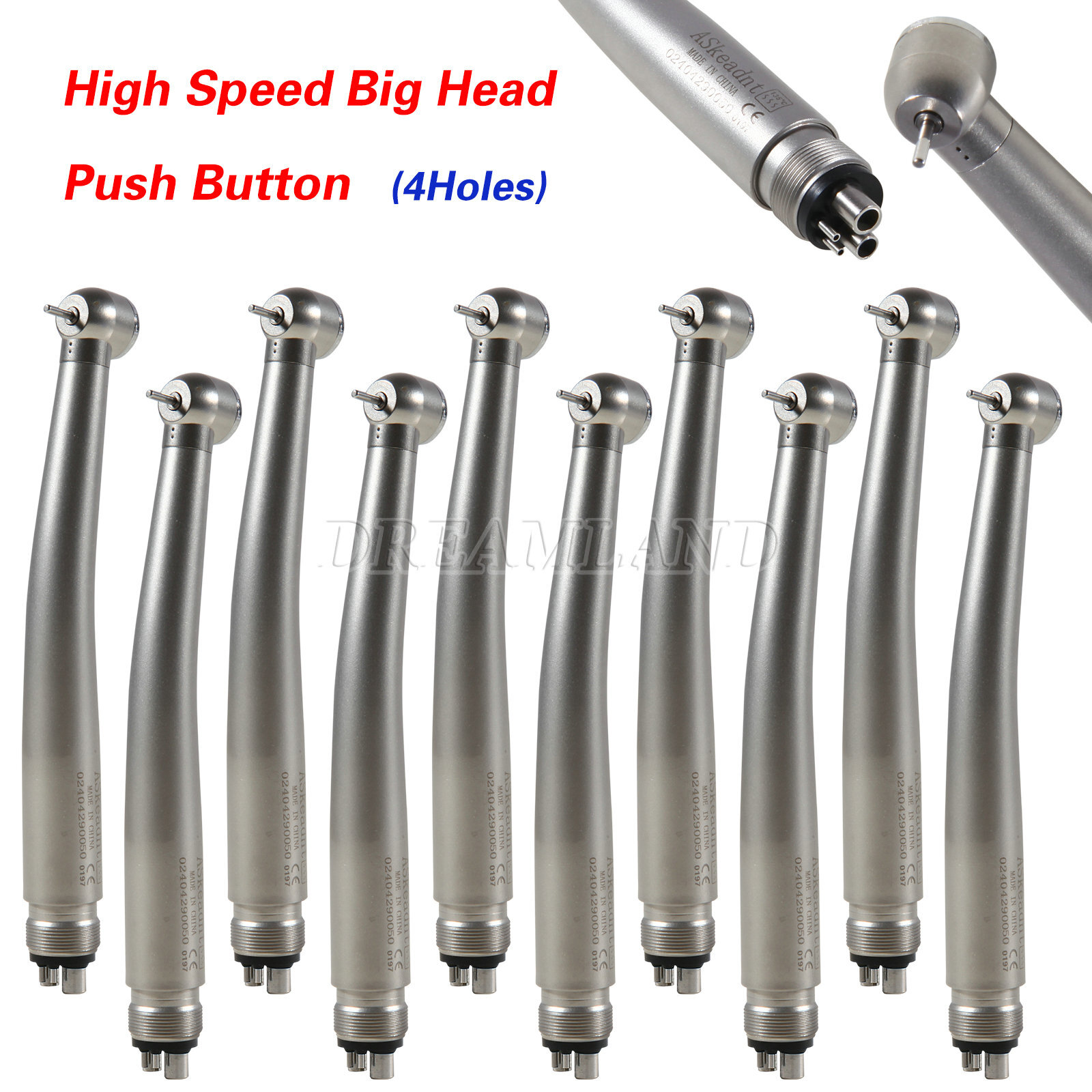 10pcs Dental High Speed Handpiece Standard Push Button Single Spray 4 Holes