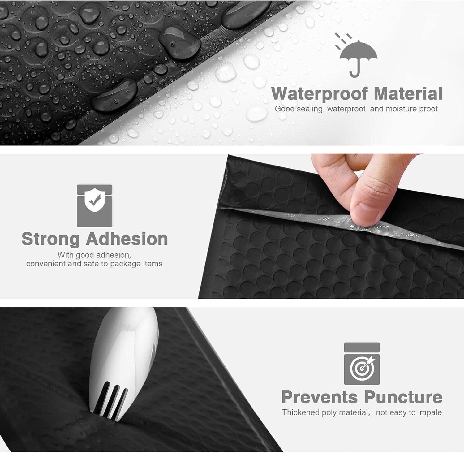 200pcs Poly Bubble Mailers 4×8 Small Padded Envelope Mailing Bags 4×7 Black #000