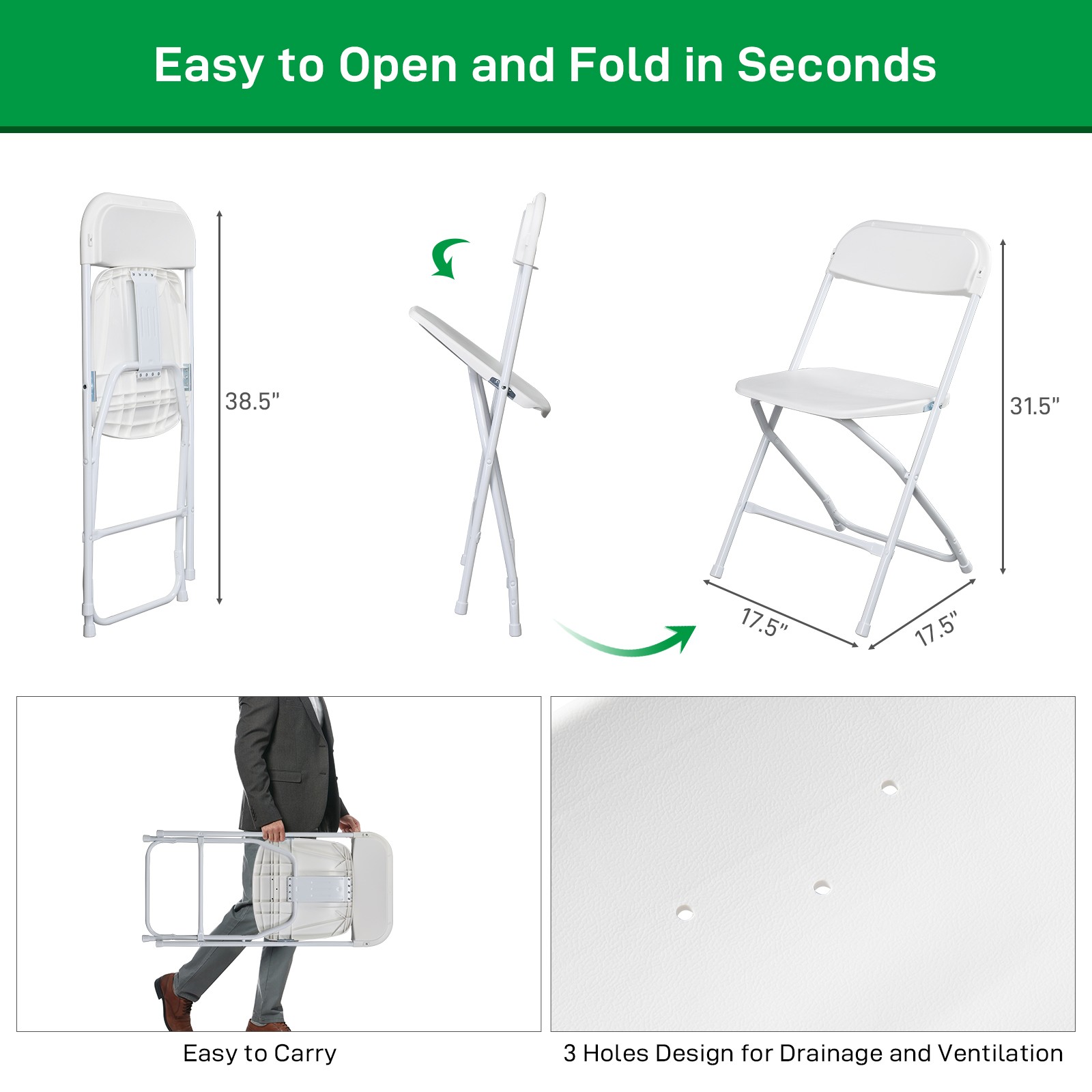 (4-10 PCS) Plastic Folding Stackable Chairs Seat Office Outdoor Wedding Party