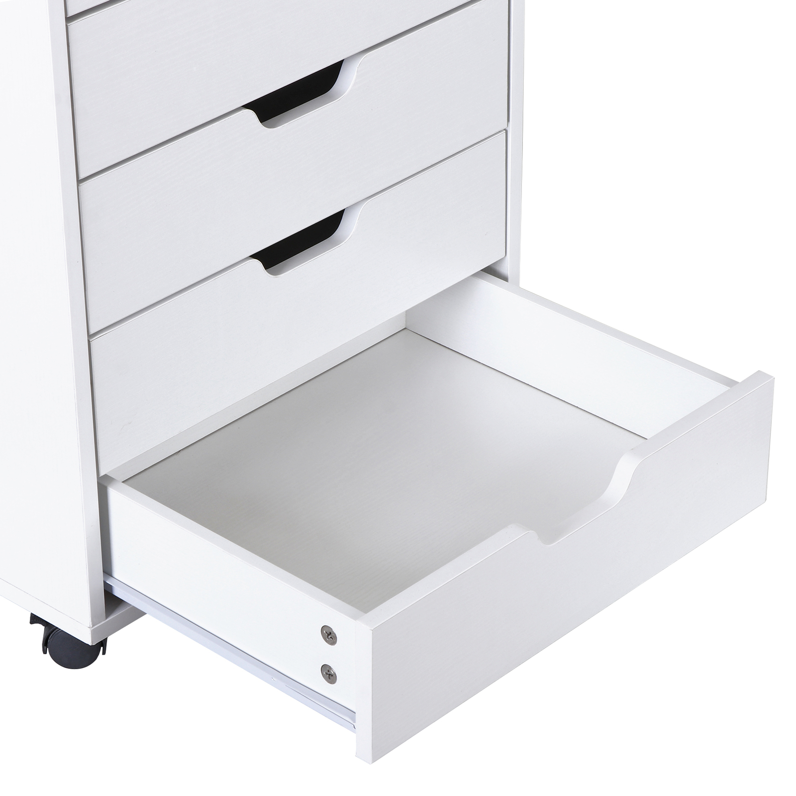 5 Drawer Dresser Rolling Clothing Storage Chest Beside Wall Mobile Store Clothes