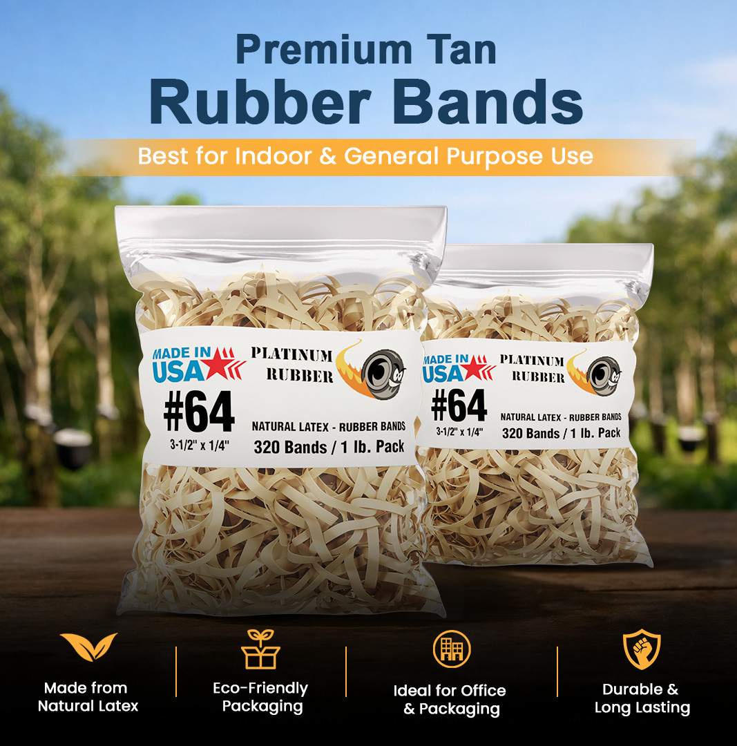 Bulk 3 Pounds – Platinum Rubber Bands USA Postal Size #64 (3-1/2 x 1/4″) 960pcs