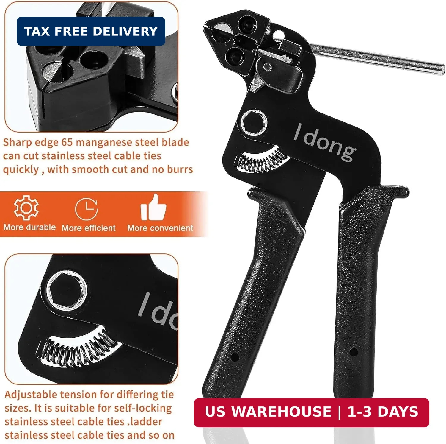 Metal Zip Tie Wrap Gun Kit,Stainless Steel Cable Tie Tool with 100PCS Cable Ties
