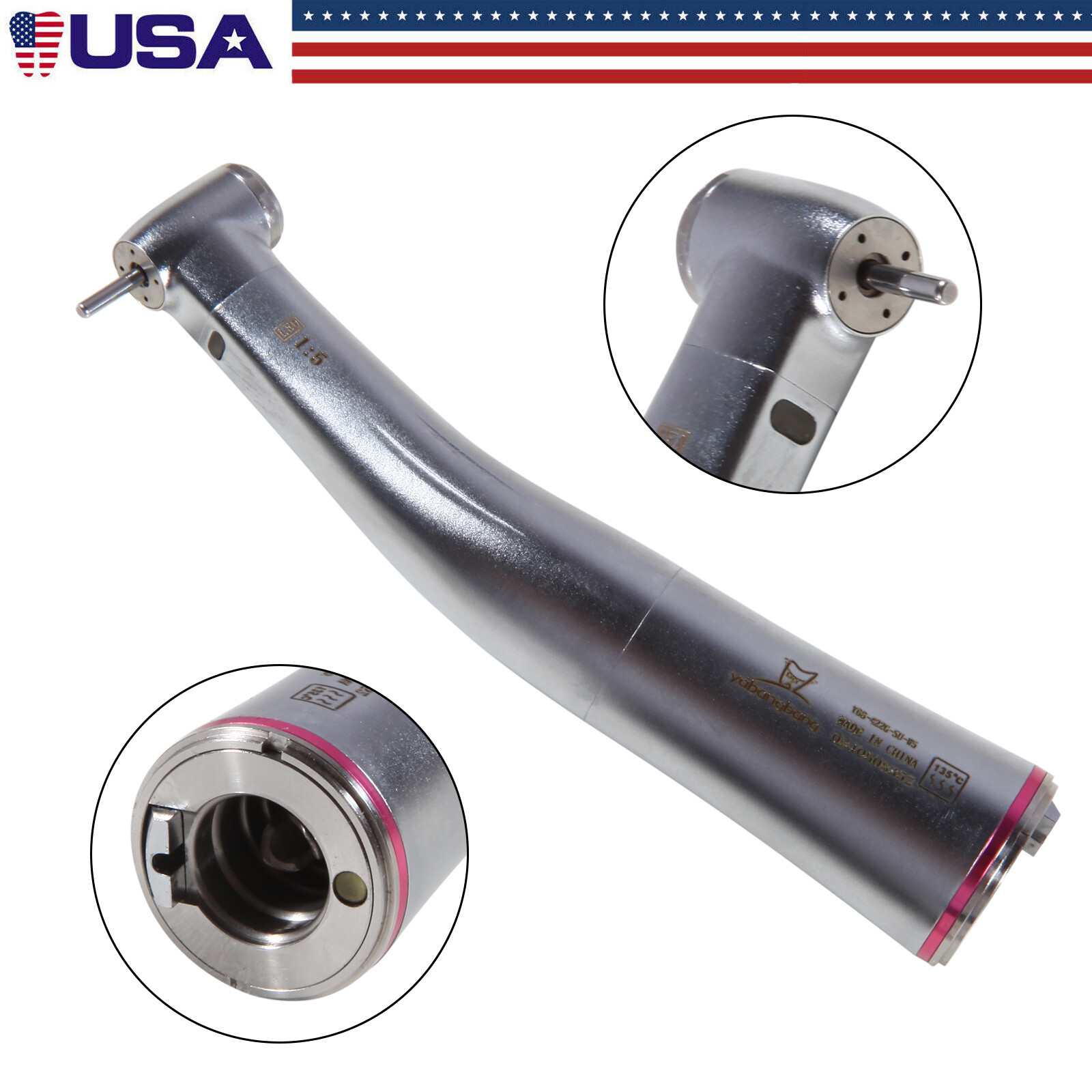 Dental 1:5 Increasing Contra Angle LED Optic Handpiece Fit NSK Electric Motor SA