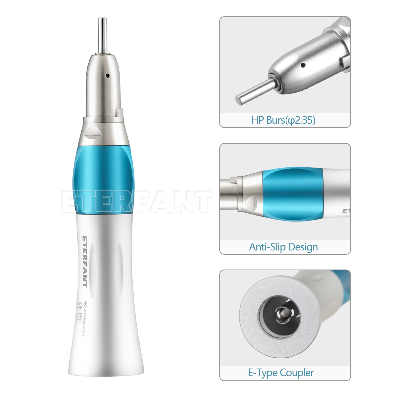 ETERANT Dental 1:1 Slow Low Speed Straight Handpiece/Air Motor Micromotor 4Hole