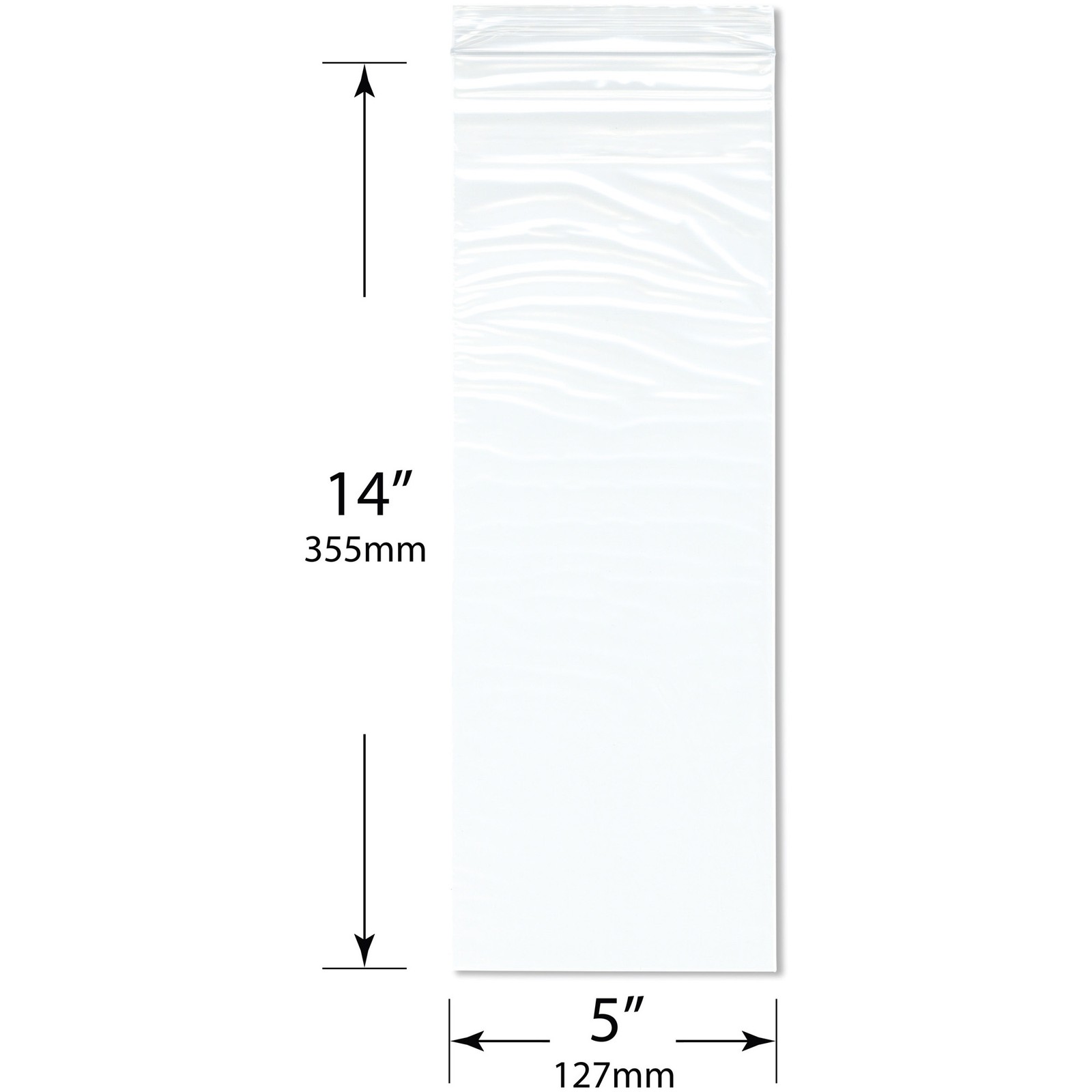Plymor 5″ x 14″, 2 Mil Zipper Reclosable Plastic Bags