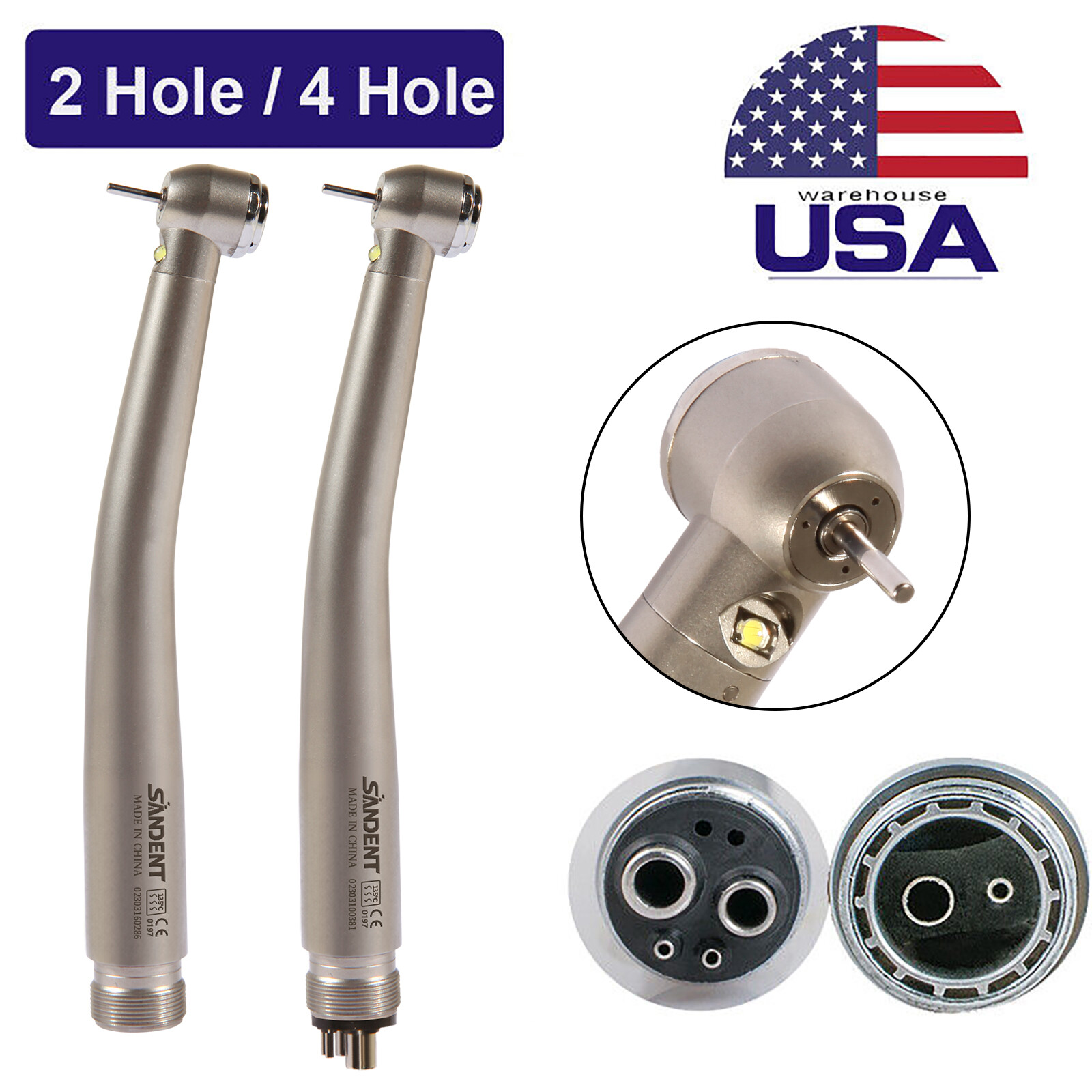 NSK Type Dental PANA Max High Speed LED Handpieces Internal Triple Spray Push CE