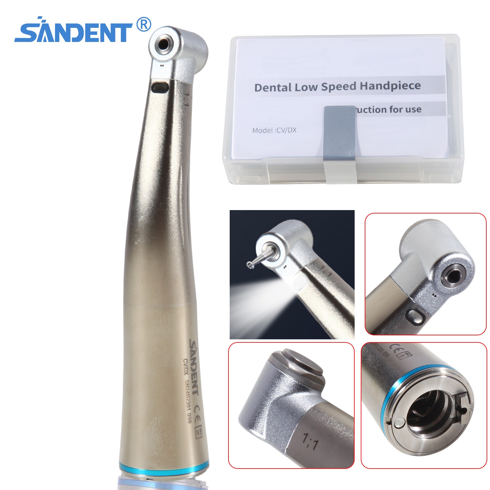 1:1 Contra Angle /Fiber Optic LED Low Speed Handpiece Dental