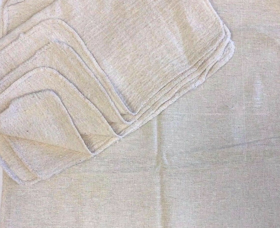 1000 PIECES INDUSTRIAL SHOP RAGS / CLEANING TOWELS NATURAL 18″X18″