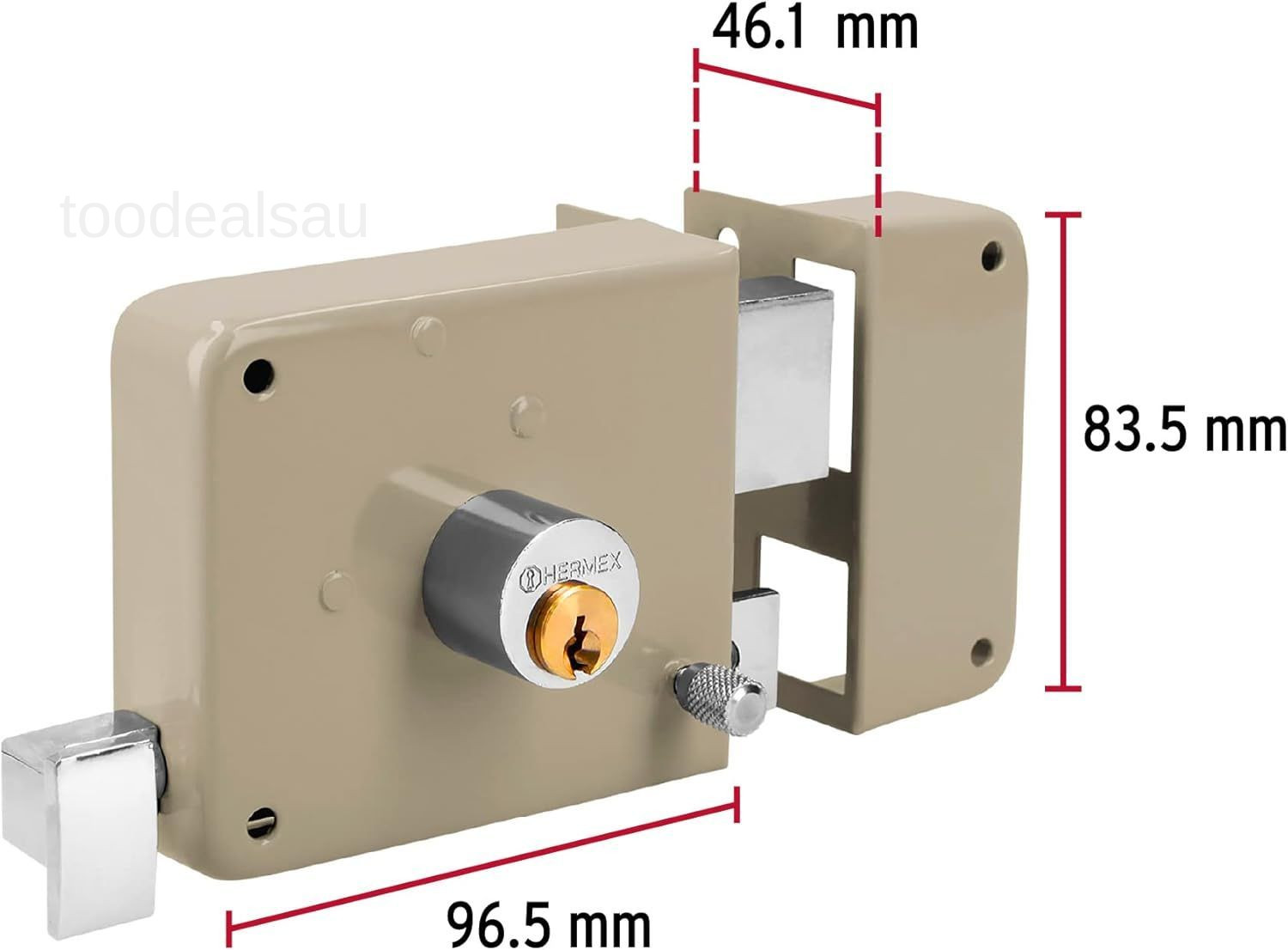Truper 43583 / CS-70DB – Right Rim, Deadbolt Rim Door Lock Set, Standard Gray