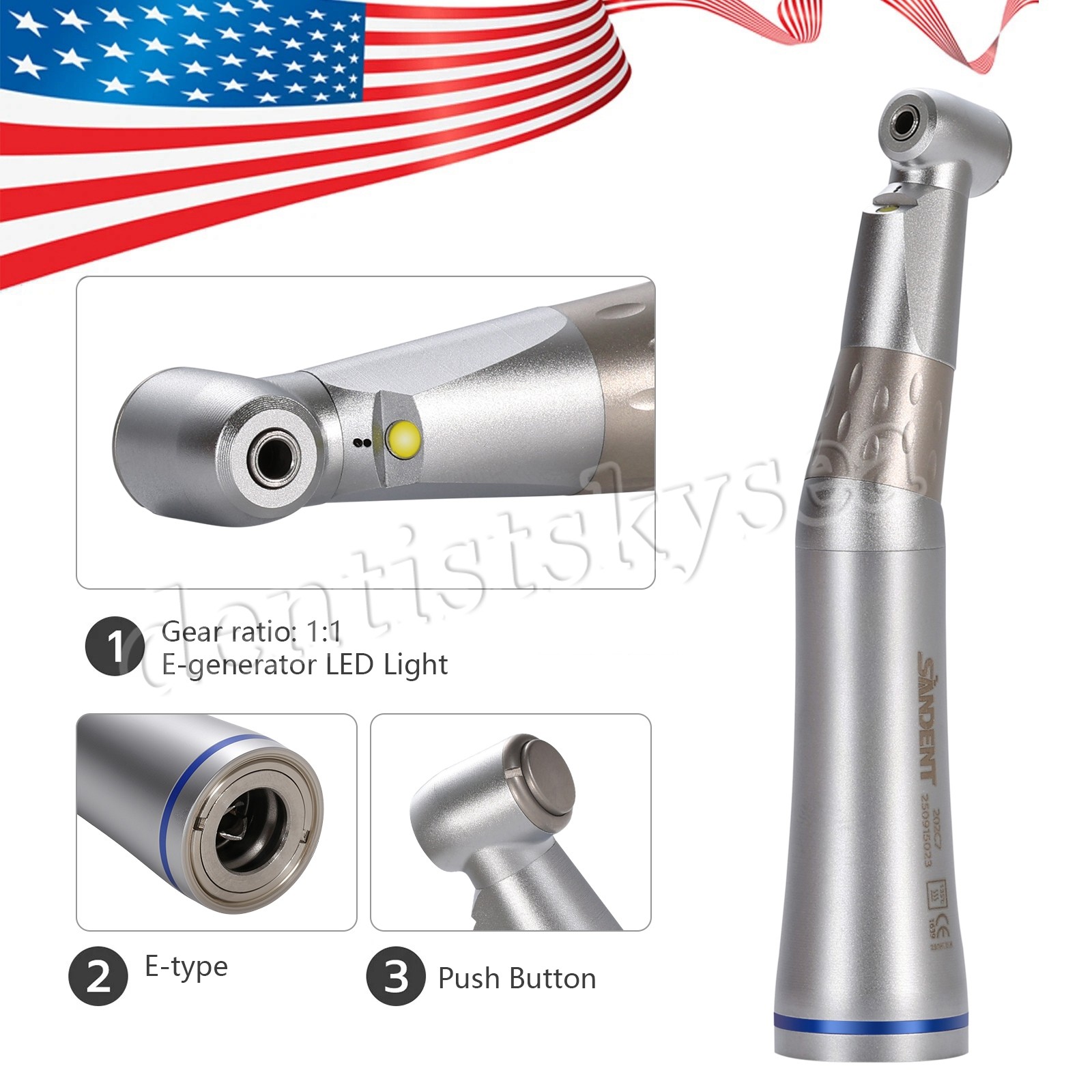 LED Contra Angle Fiber E-generator Low Speed Handpiece Dental DT Y