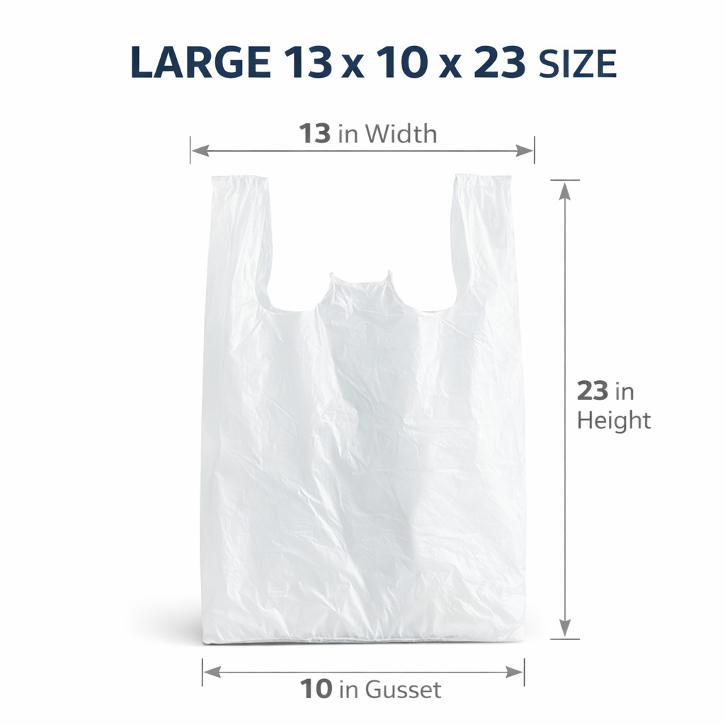8x4x15 White T-Shirt Grocery Bags 0.55 Mil HDPE Plastic 1/10 Small Bulk