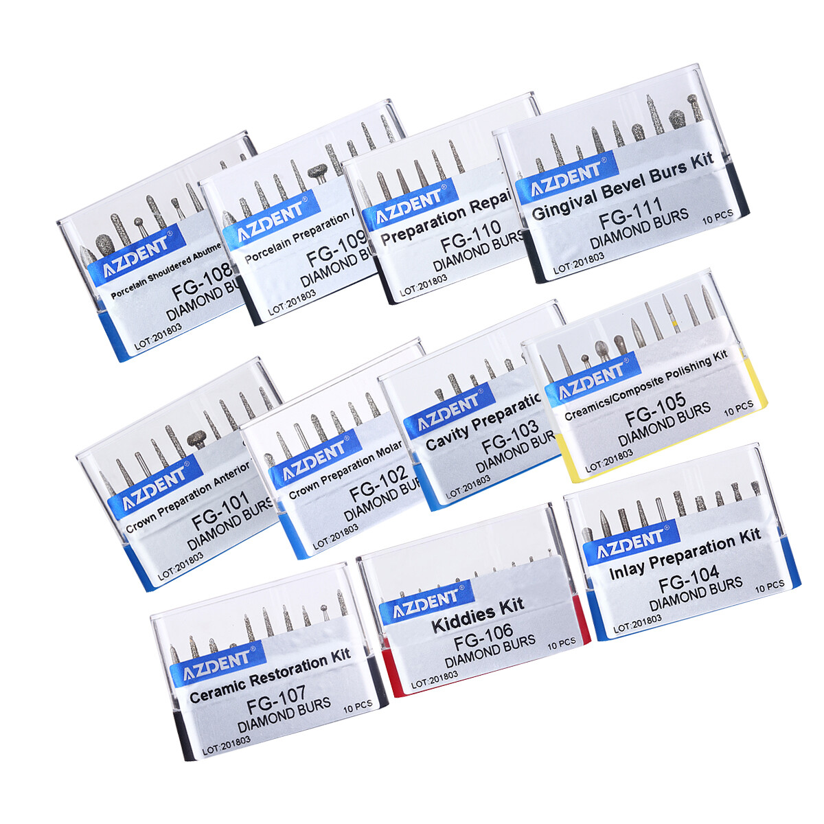 Dental Diamond Burs FG1.6mm Tooth Drill FG101-FG117 Fit for High Speed Handpiece
