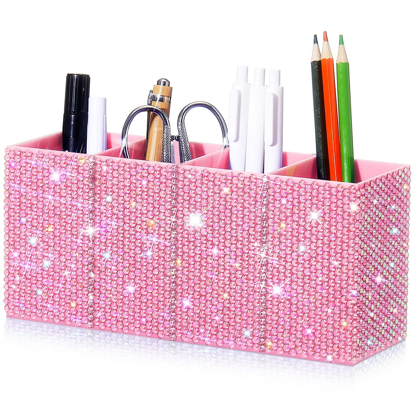 Bling Desk Organizer for , Rhinestone Pen Makeup Brush Holder, Girly Desk Org…