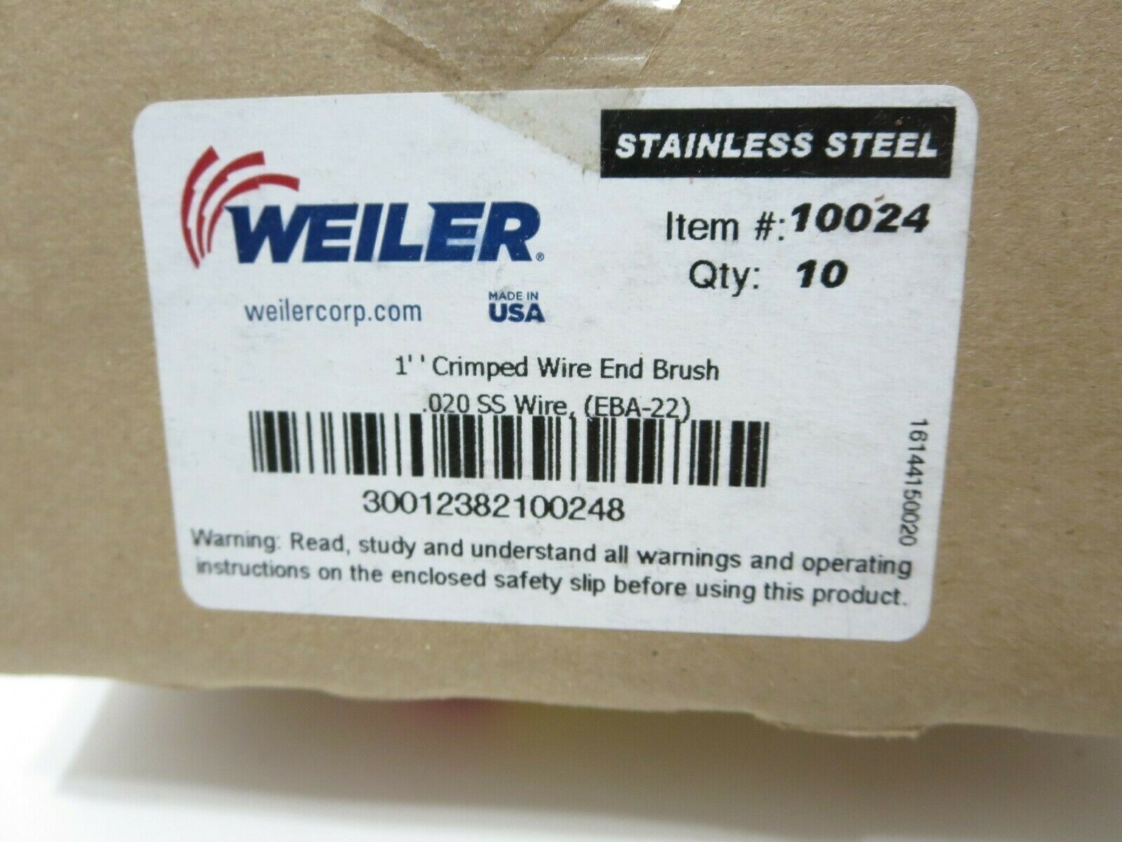 WEILER 10024 1″ .020 Stainless Crimped Wire End Brush BOX OF 10 – Made in USA
