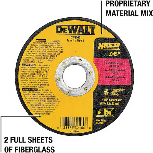 DEWALT 4-1/2 In. X 0.045 In. X 7/8 In. Metal and Stainless Cutting Wheel 10-Pack