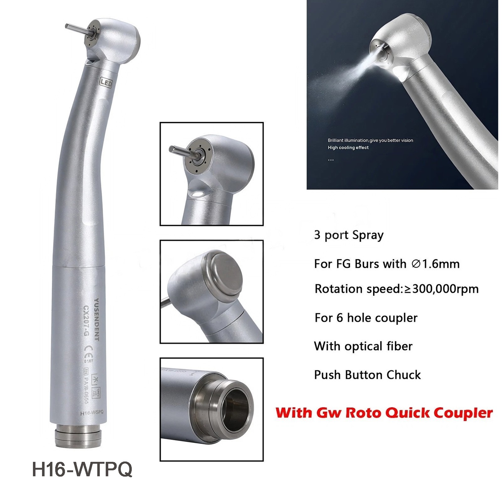 COXO YUSENDENT Dental Fiber Optic High Speed Handpiece LED Coupler NEW Style