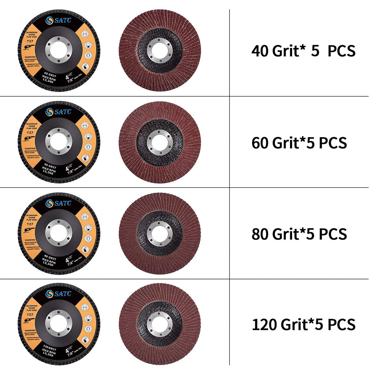 20X 4-1/2 Flap Discs 40 60 80 120 Grit Angle Grinder Sanding Grinding Wheels 4.5