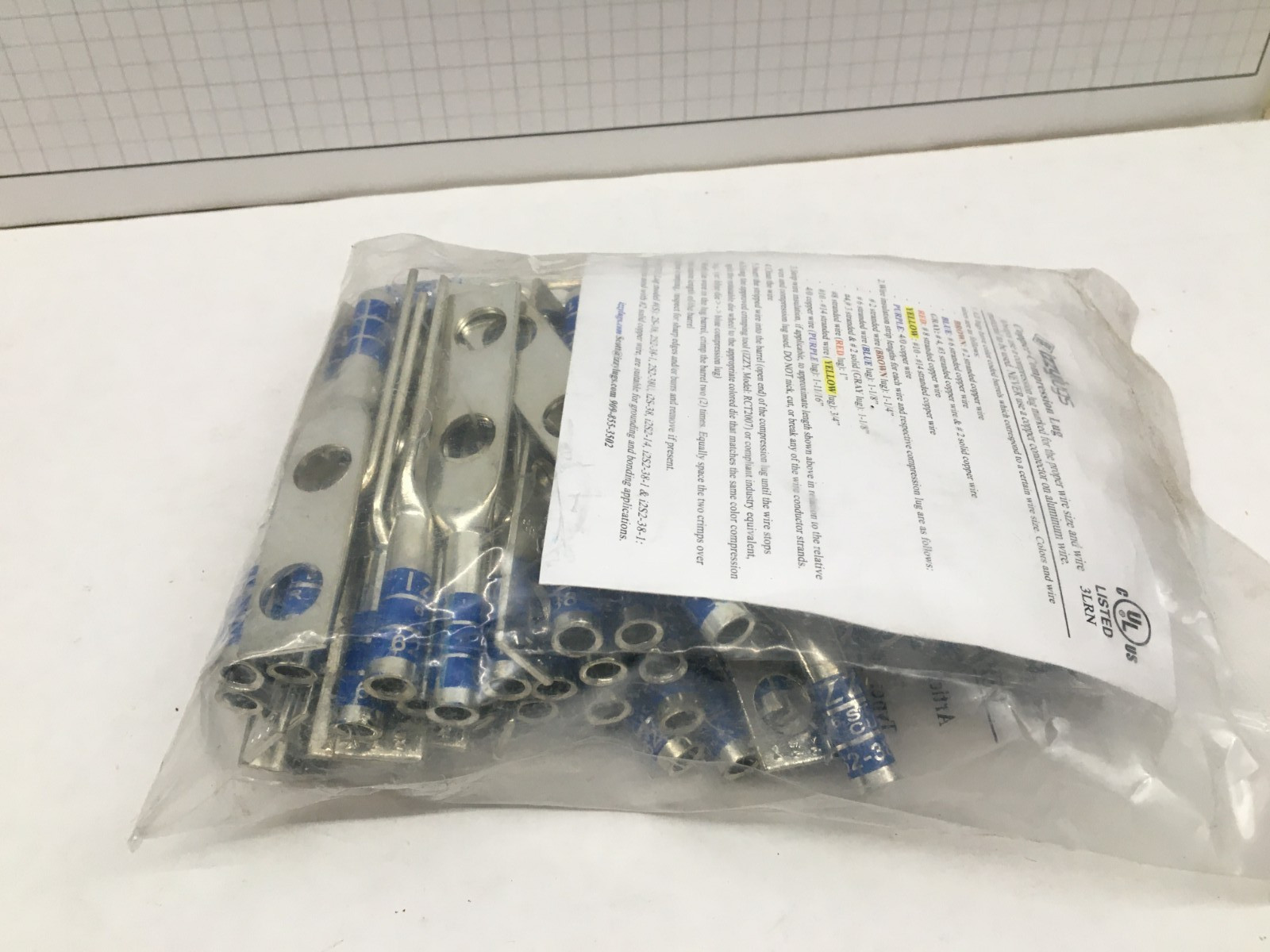 Izzy 62-38-1, #6 AWG Lug, 2 hole, 3/8″ Holes, 1″ OC, Long Barrel – 50 pcs