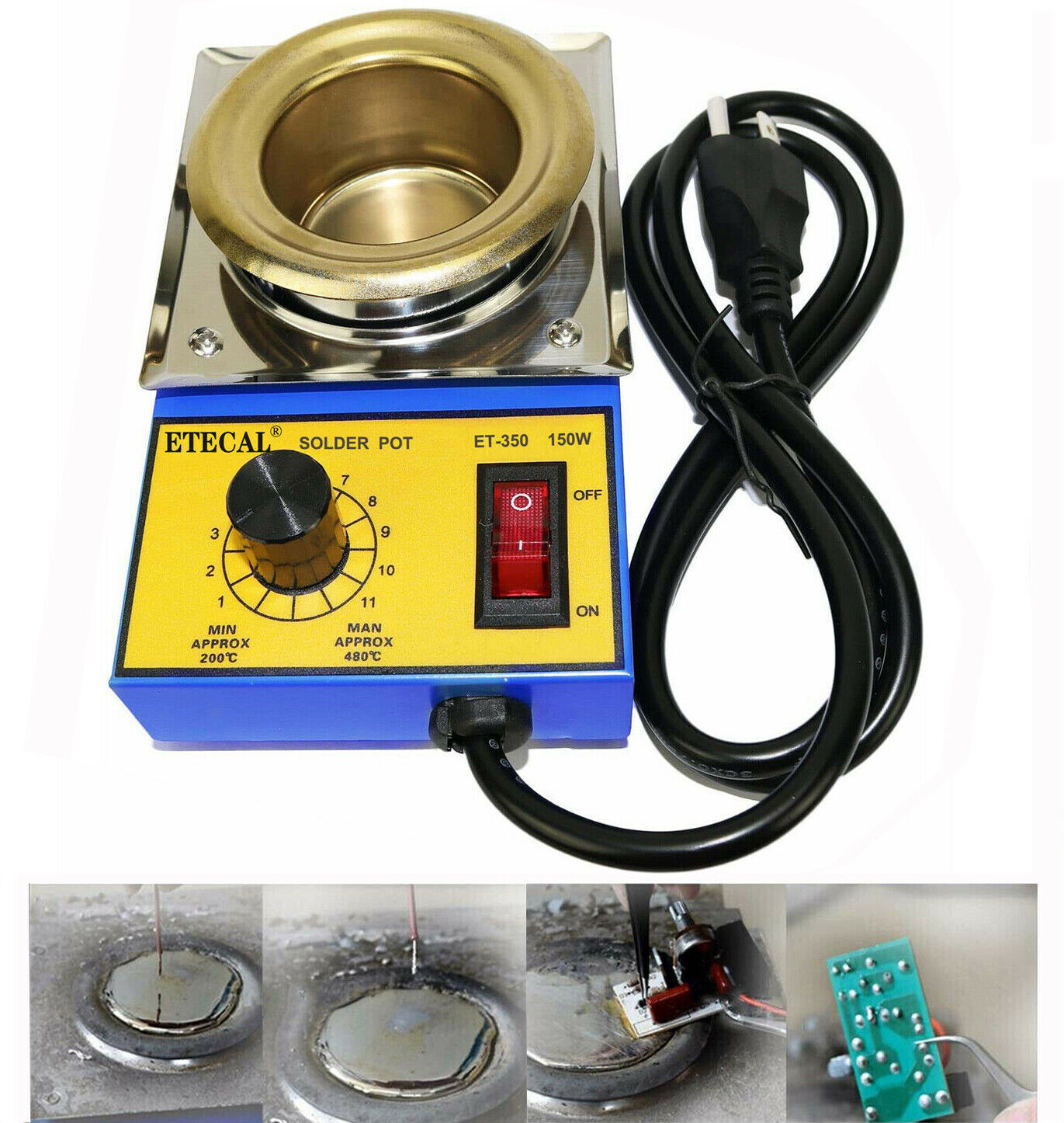 350W Lead Free Solder Pot Titanium Soldering Melting Furnace 1.2KG Capactity